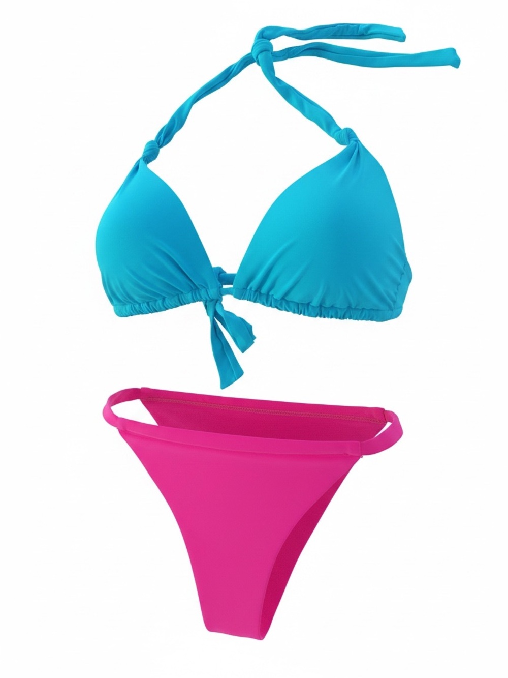Girl’s Turquoise & Hot Pink Two-Piece Bikini Set Sz Large EUC